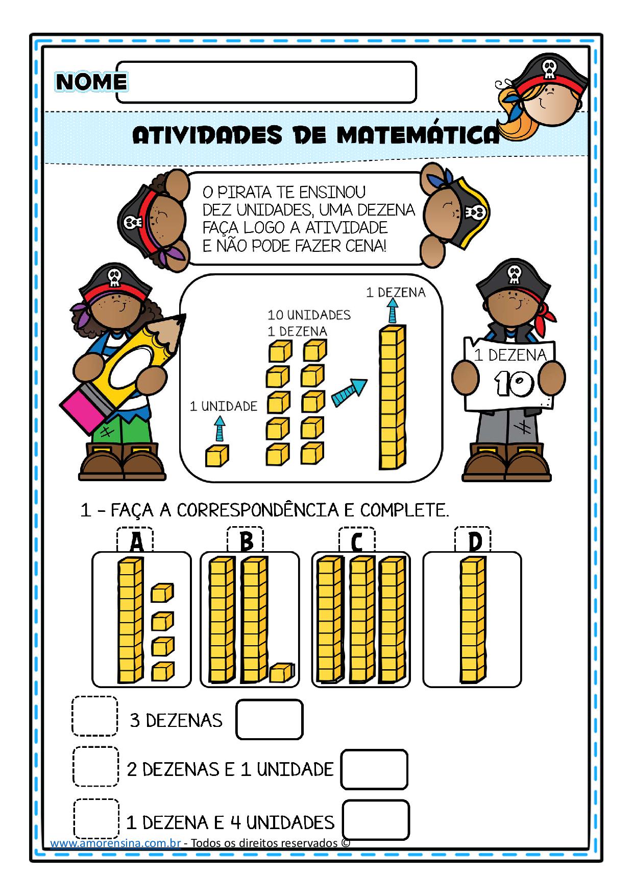 Segunda parte - Apostila de Atividades de matemática para 1° Ano +