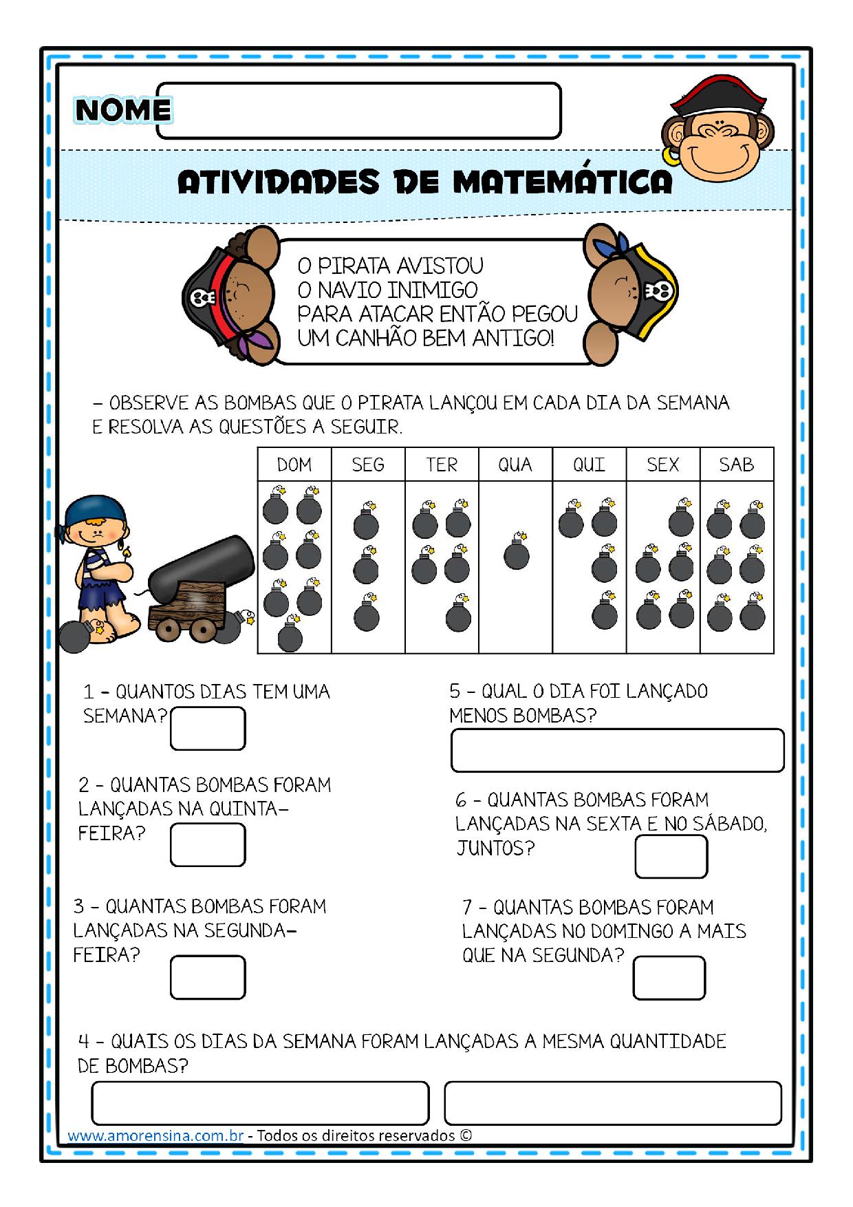 Segunda parte - Apostila de Atividades de matemática para 1° Ano +