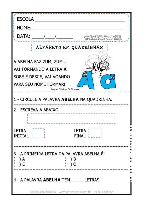 UMA QUADRINHA PARA CADA LETRA – UMA FORMA GOSTOSA DE APRENDER! – ALFABETIZAÇÃO - Image 2